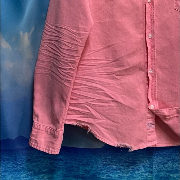 Frank & Eileen BARRY Tailored Button-Up Shirt Famous Denim Size: M Pink - Picture 7 of 16